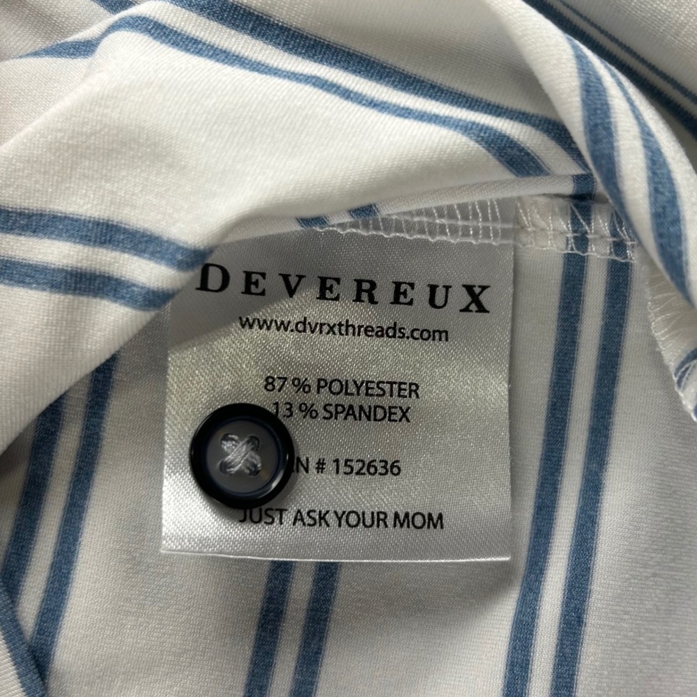 Devereux Mens XL Striped Performance Golf Polo Shirt White Blue Short Sleeve - Picture 4 of 8